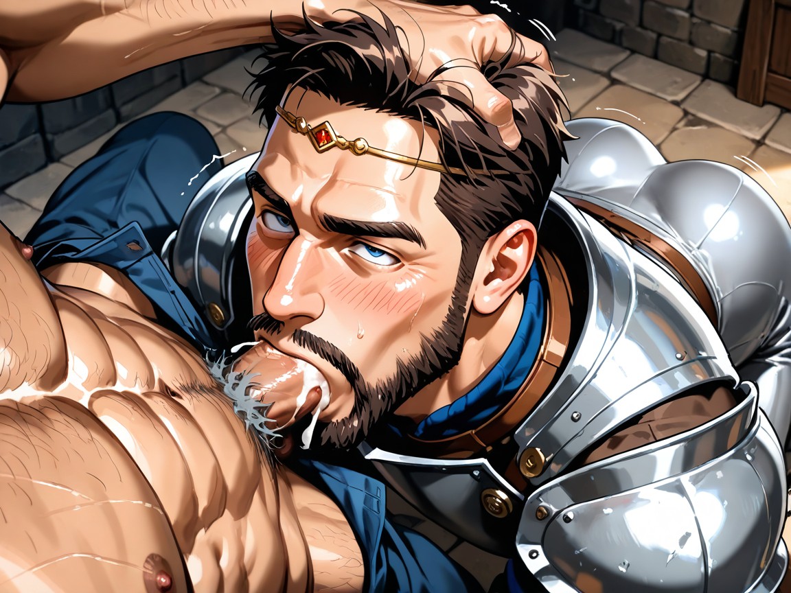 Blush, Eyes Rolling Back, Wearing King Gold Circlet On Head Porno IA Gay
