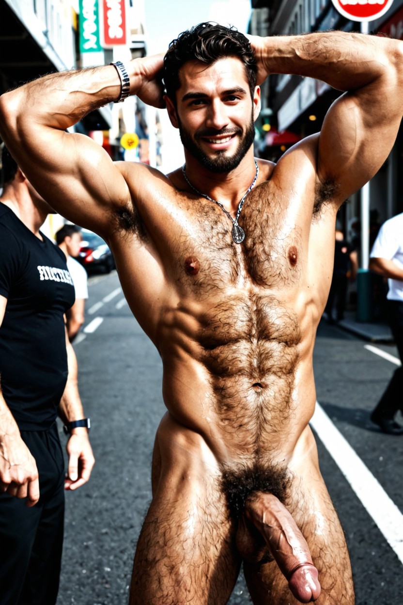 Hairy Arms Pit, Flexing Muscles Arms, Round Pecs 게이 AI 야짤