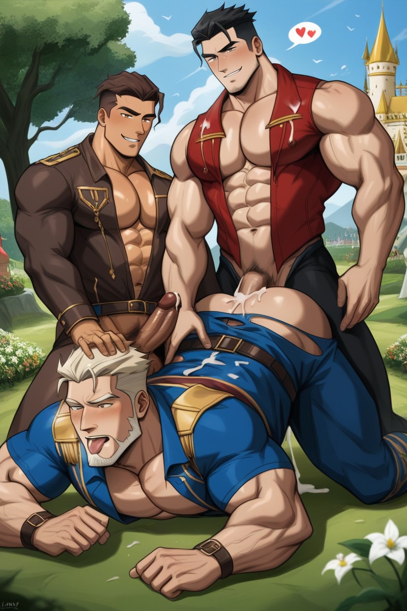 Blowjob, Only Men, Cum From The Mouth 게이 AI 야짤