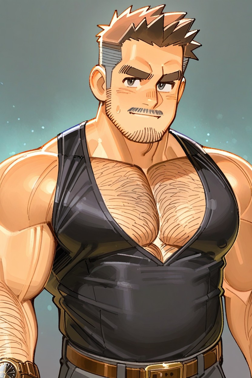 Sideburns, Wide Neck, Stubble On Chin Porno gay IA