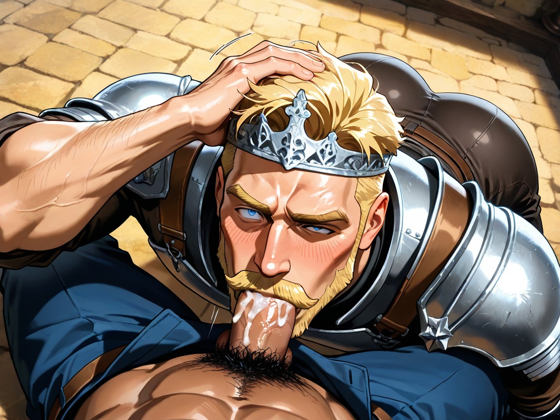 上视角, Rolling Eyes, He Has Manly Masculine Curly Blonde Hair AI同性恋黄片