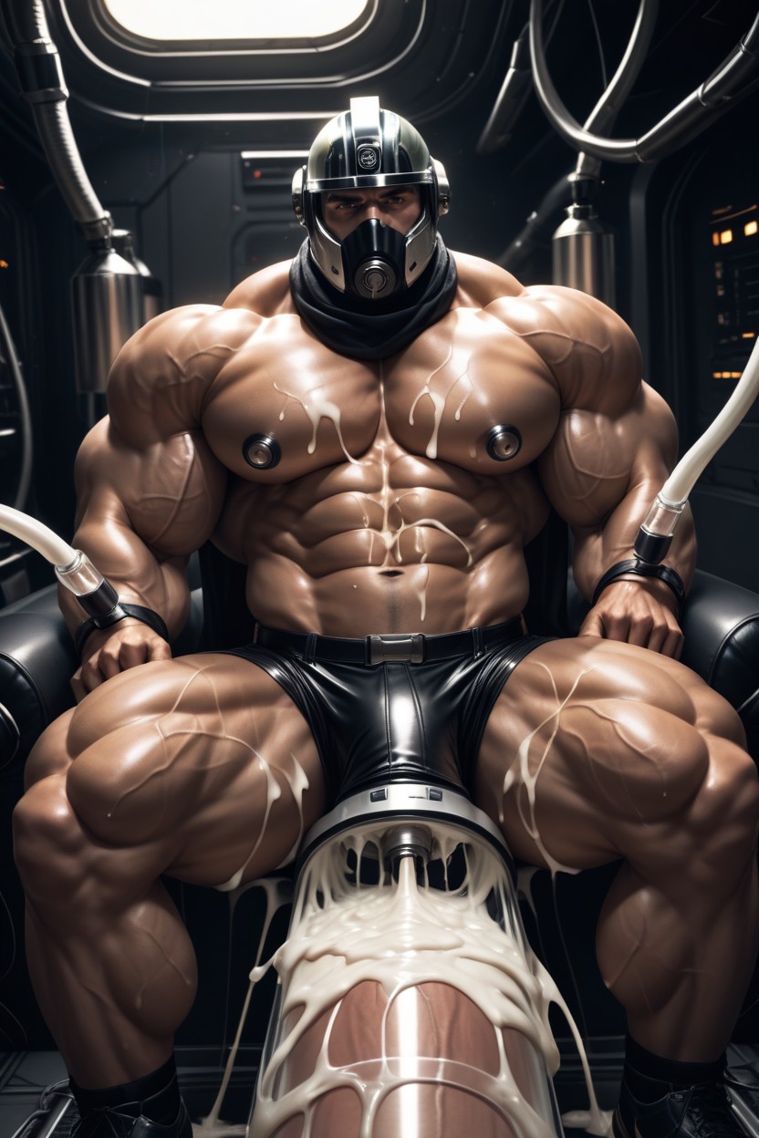 Hyper Muscular, Huge Pecs, Muscular 게이 AI 야짤