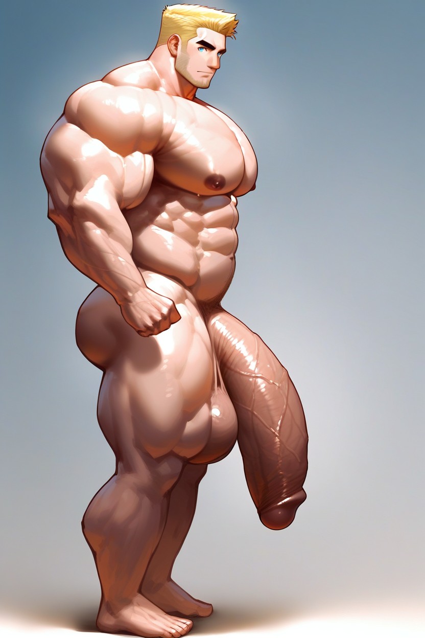 창백한 피부, 사이드뷰, Massive Penis Exposed 게이 AI 야짤