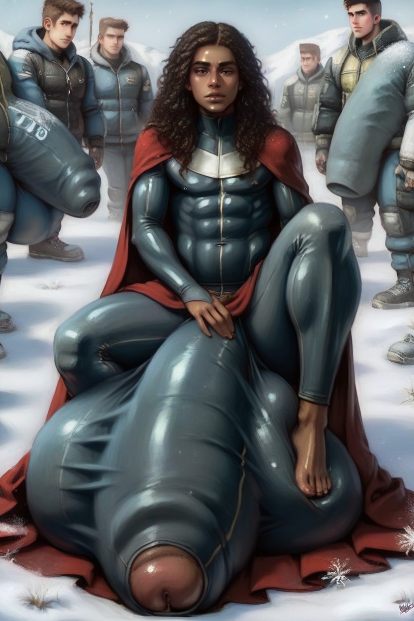 Fully Covered, Distinguishable Balls And Penis Shape, Erection Visible Through Bulging Fabric 게이 AI 야짤