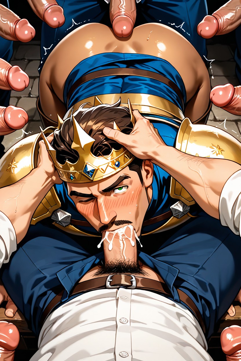 Top Down, Wearing Kings Crown, Masculine Nose AI Gay Porn