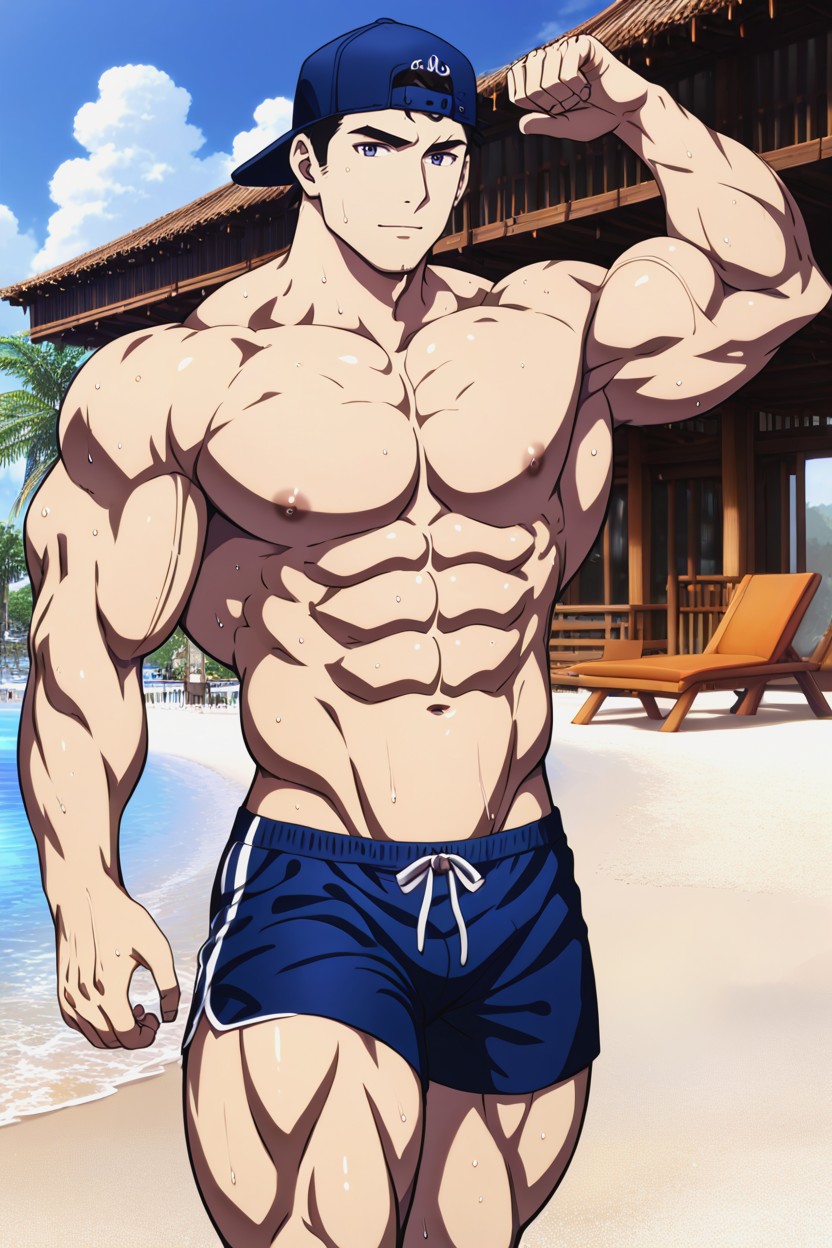 Dramatic V-taper, Extreme Muscular Size And Proportions, Giant Rounded Shoulders AI Gay Porn