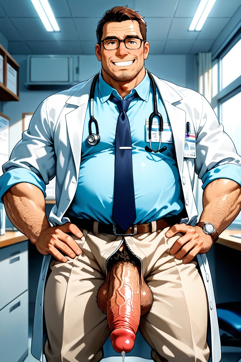 Thick Pubic Hair, Tucked Shirt, Large AI Gay Porn