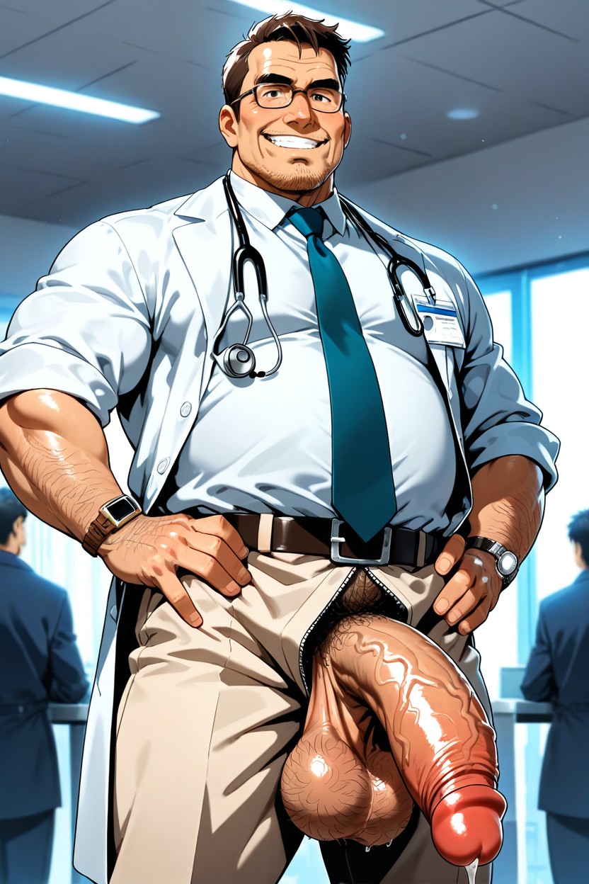 Bushy Pubic Hair, 1 Person, Doctors Office AI Gay Porn