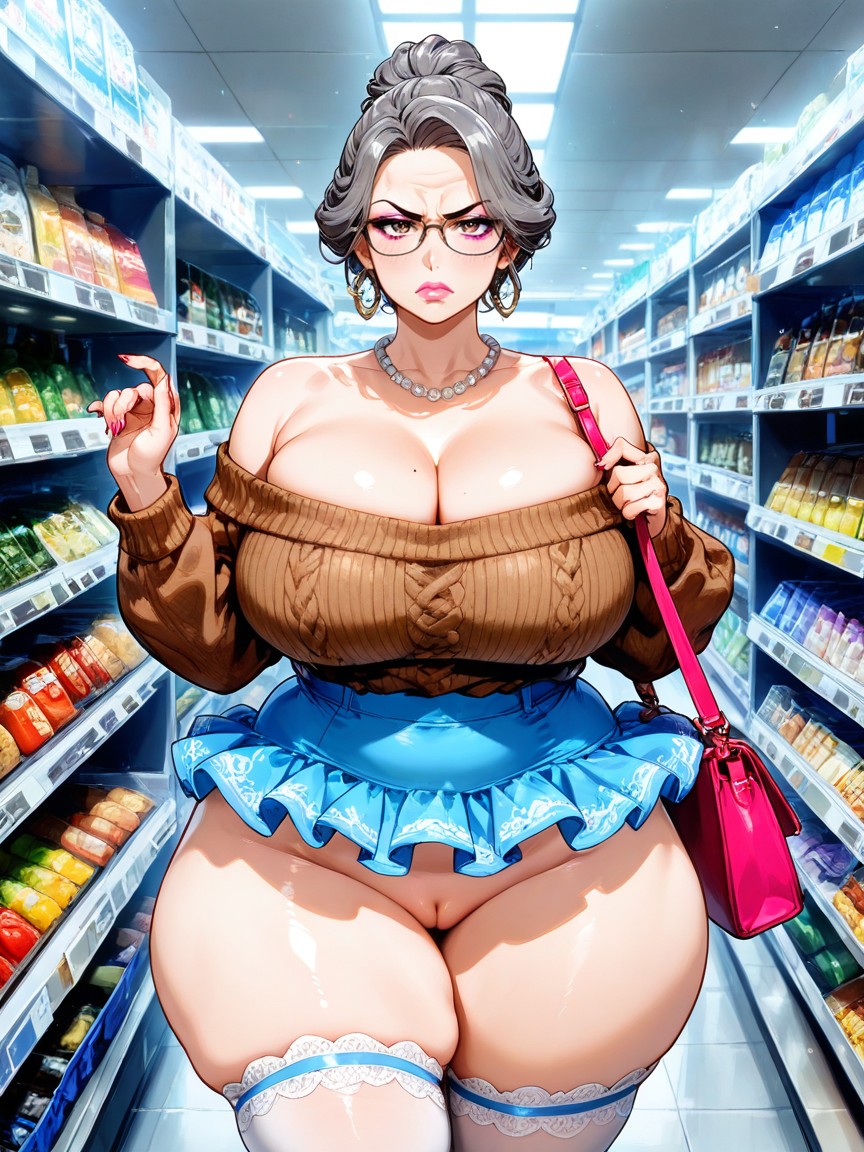 Gruesa, 18+, Brown Sweater Top With Deep Cleavage Porno gay IA