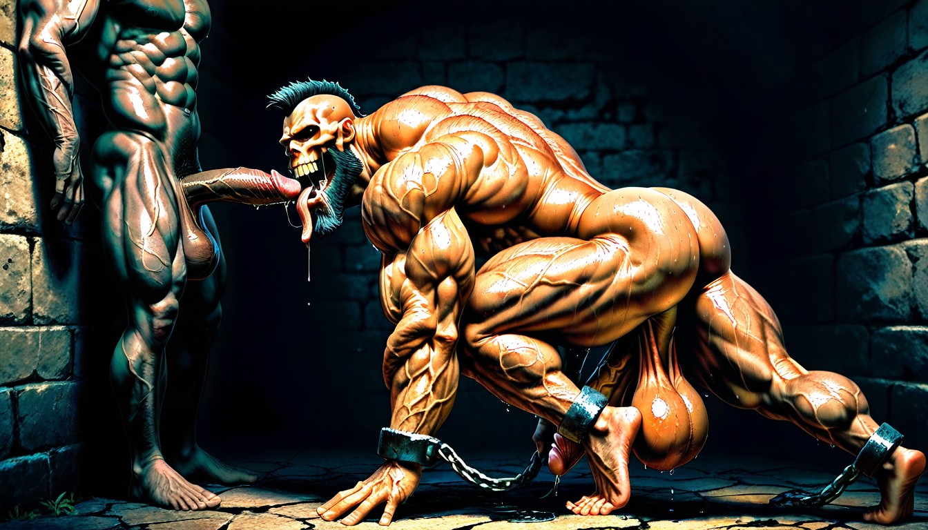 Low Hanging Balls, Exposed Asshole, Veiny Muscles AI Gay Porn