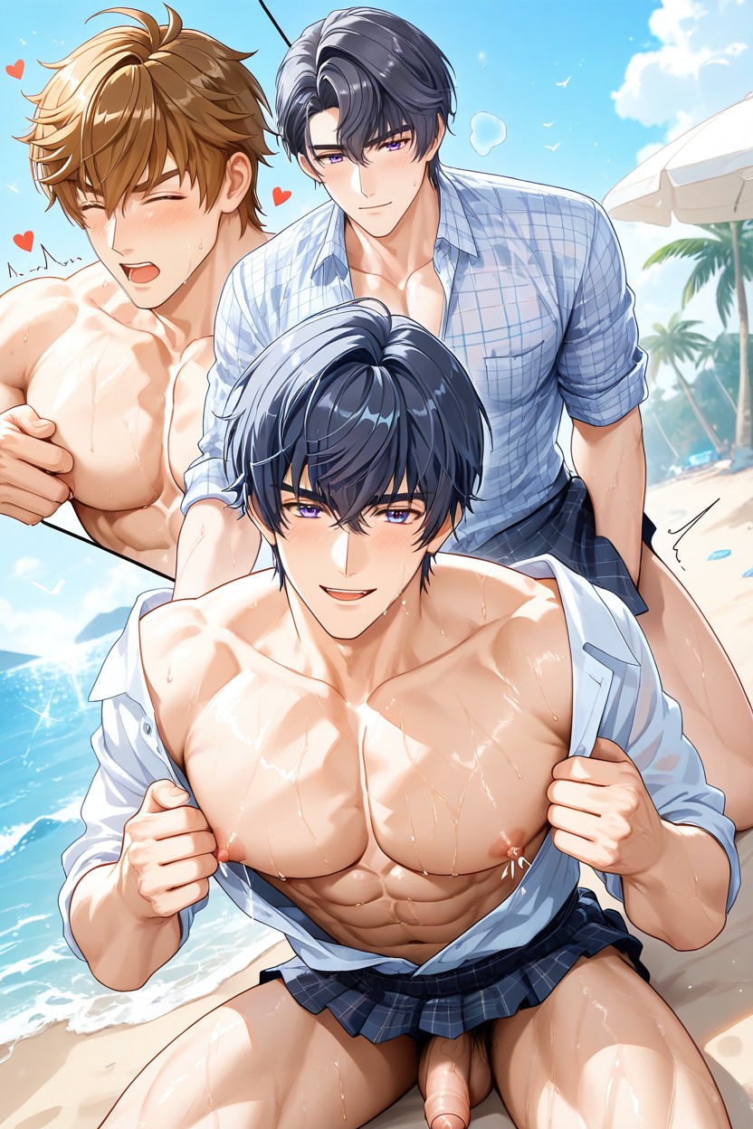 Hearts, Threesome, Full Body Porno gay IA