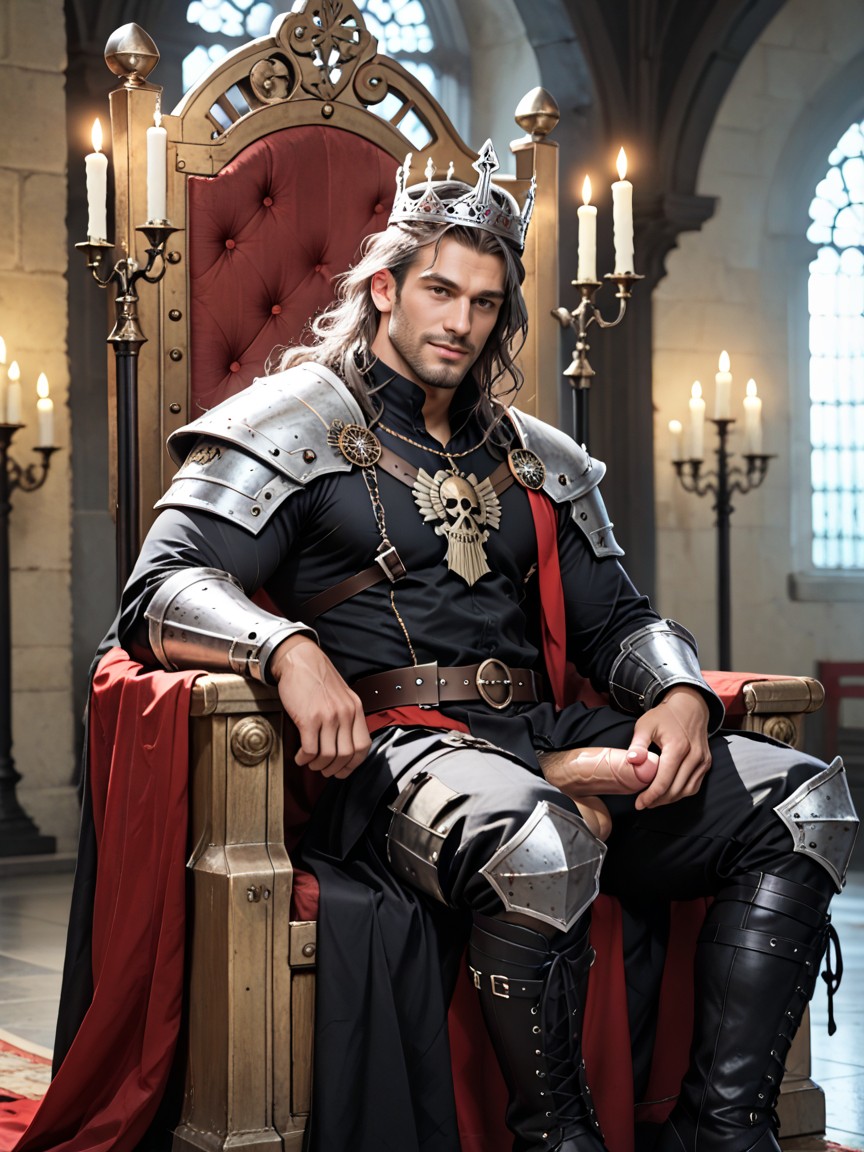 Medieval, Aroused And Powerful Expression, Tall Muscular Build AI Gay Porn