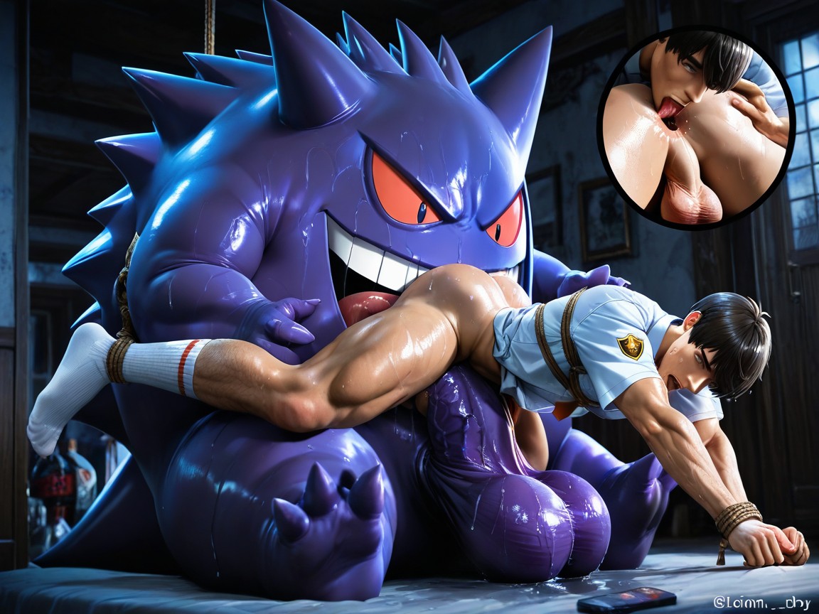 Gengar’s Multiple Hands Grabbing Florian’s Arms And Legs, Gengar’s Face Buried In Florian’s Ass, Saliva Around Anus AI Gay Porn