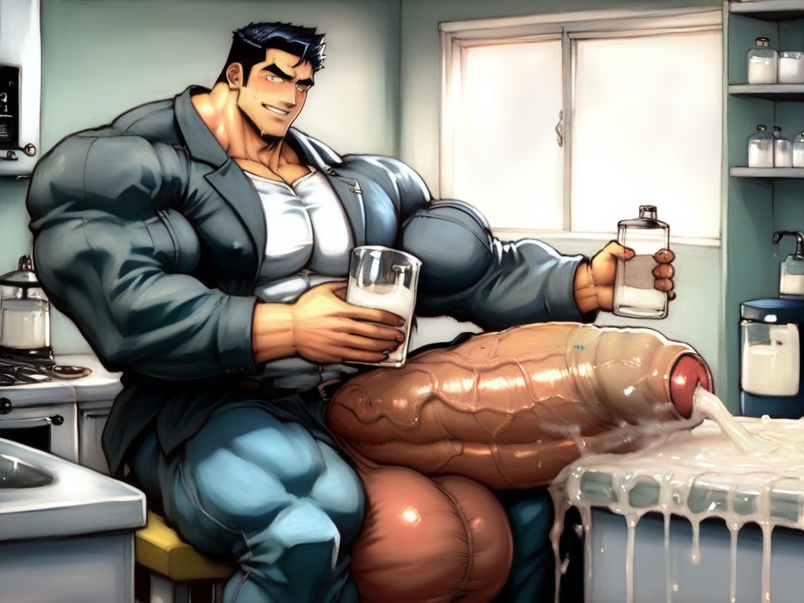 Penis Longer And Thicker Than Body, Large Glass Funnel On Table, Hdr AI Gay Porn