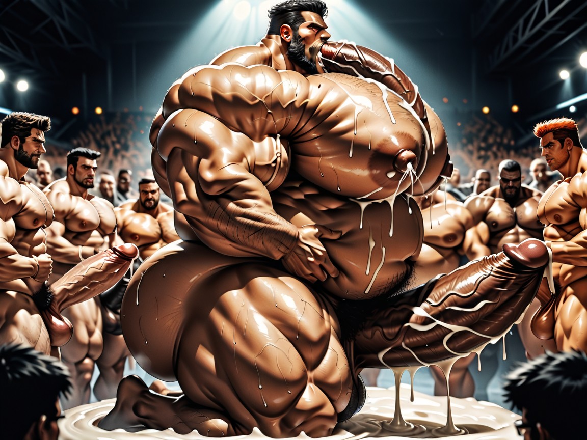 Big Pecs, Massive Thick Bulky Hairy Muscles, Front View AI Gay Porn