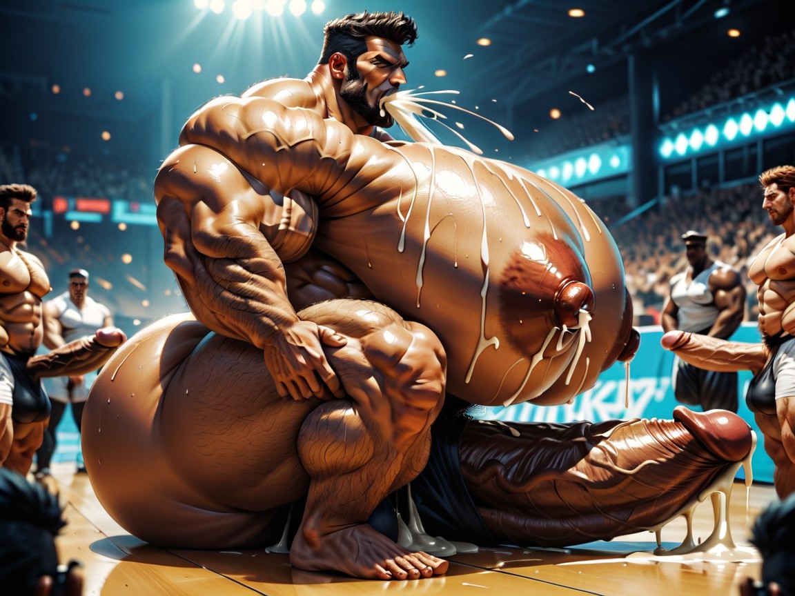 Detailed Massive Muscles, Bearded, Full Body AI Gay Porn