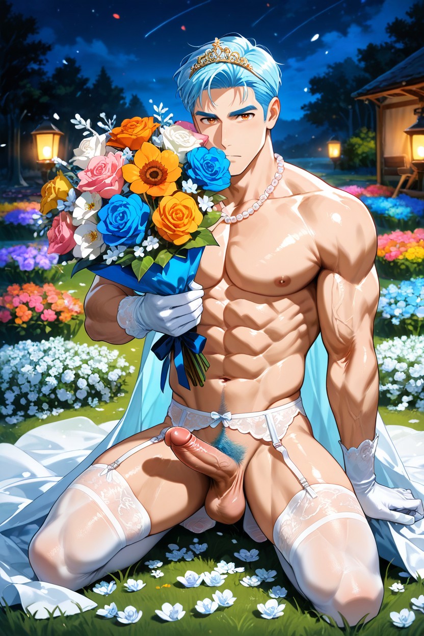 Muscular, Colorful, Holding A Bouquet AI Gay Porn