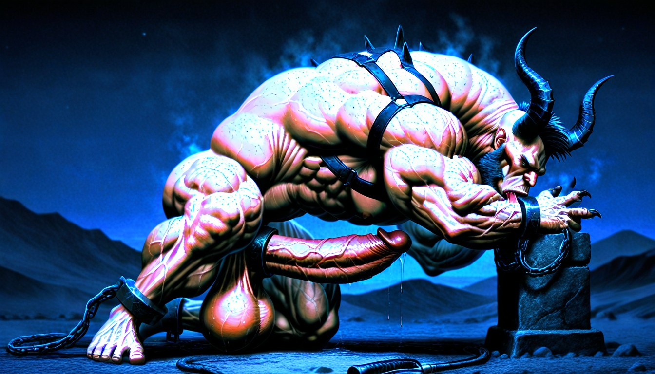 Night, Detailed Muscles, Textured Muscles AI Gay Porn