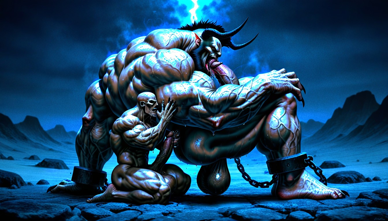 Mighty Warrior, Detailed Muscles, Shaved Body AI Gay Porn