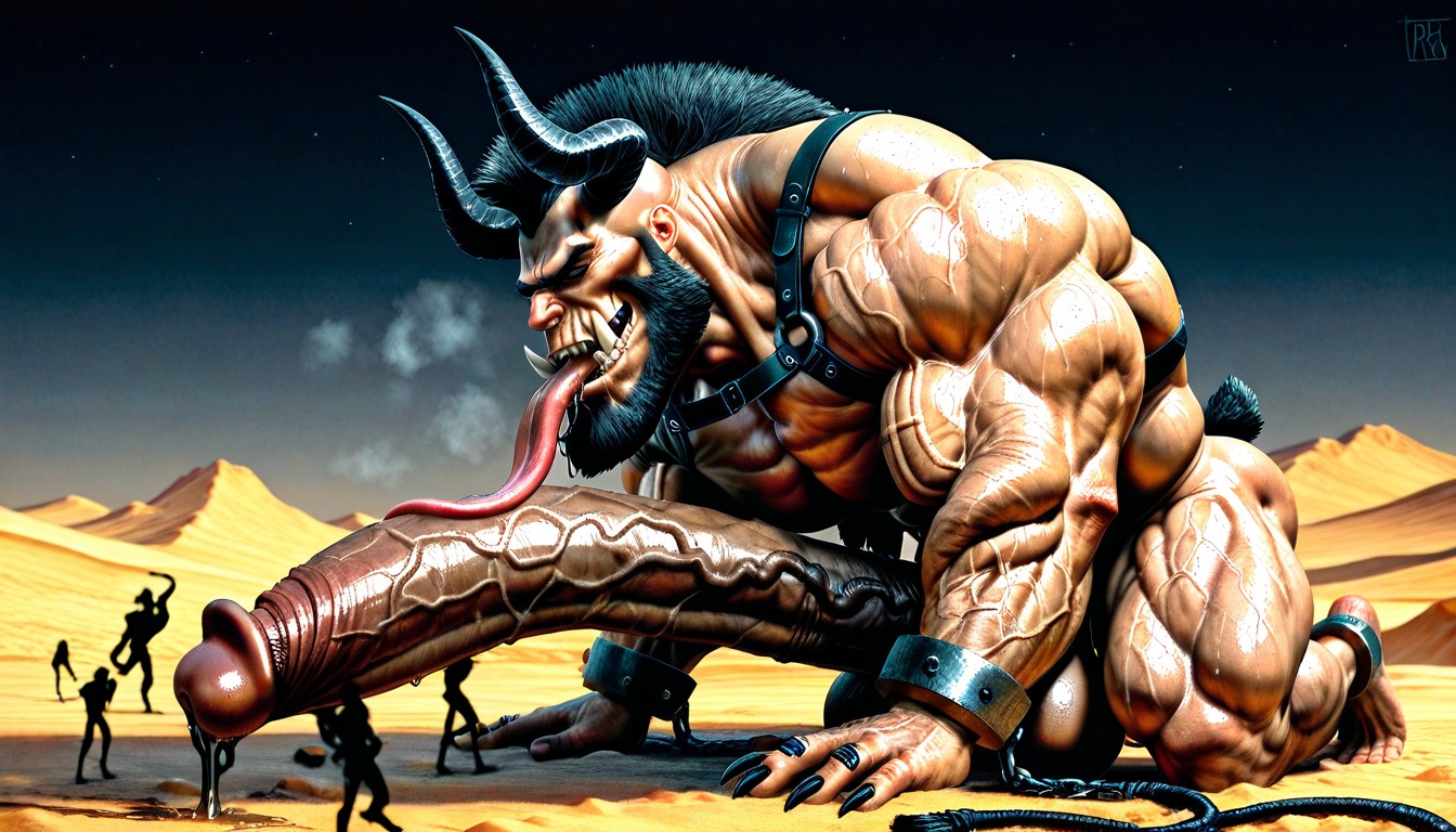 Huge Neck, Detailed Muscles, Black Horns Porno gay IA