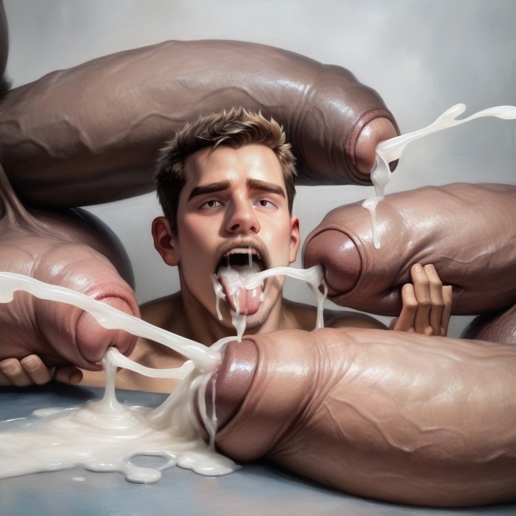 Detailed, Holding Massive Gigantic Hyper Cock With Both Hands, Gay AI Gay Porn