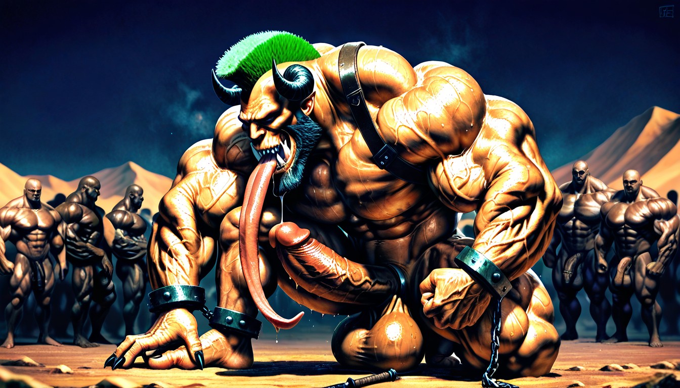 Sweaty Skin, Green Mohawk, Huge Balls AI Gay Porn
