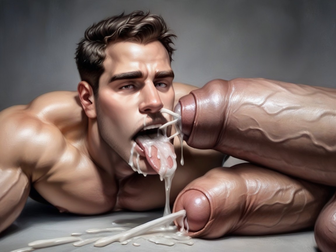 Correct Anatomy, Close Up Of Giant Hyper Uncut Cockhead On Tongue, Cockhead Against Tongue AI Gay Porn