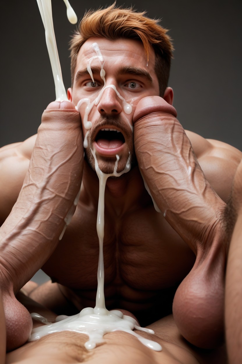 18+, Cum Splatters All Over Face, Cum Shooting And Splashing All Over Face AI Gay Porn