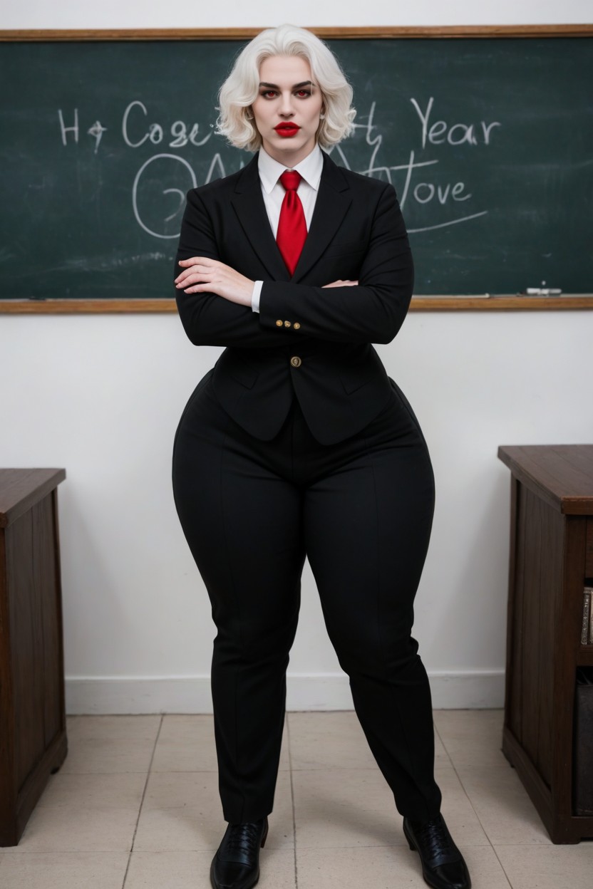 White Hair Color, Thick Hips, Black Male Uniform AI Gay Porn