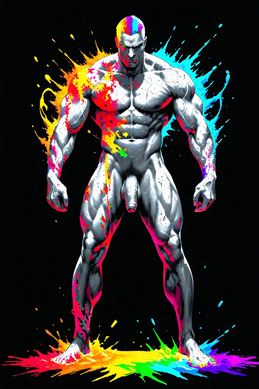 Clean Shave, Handsome Fit Man, Rainbow AI Gay Porn