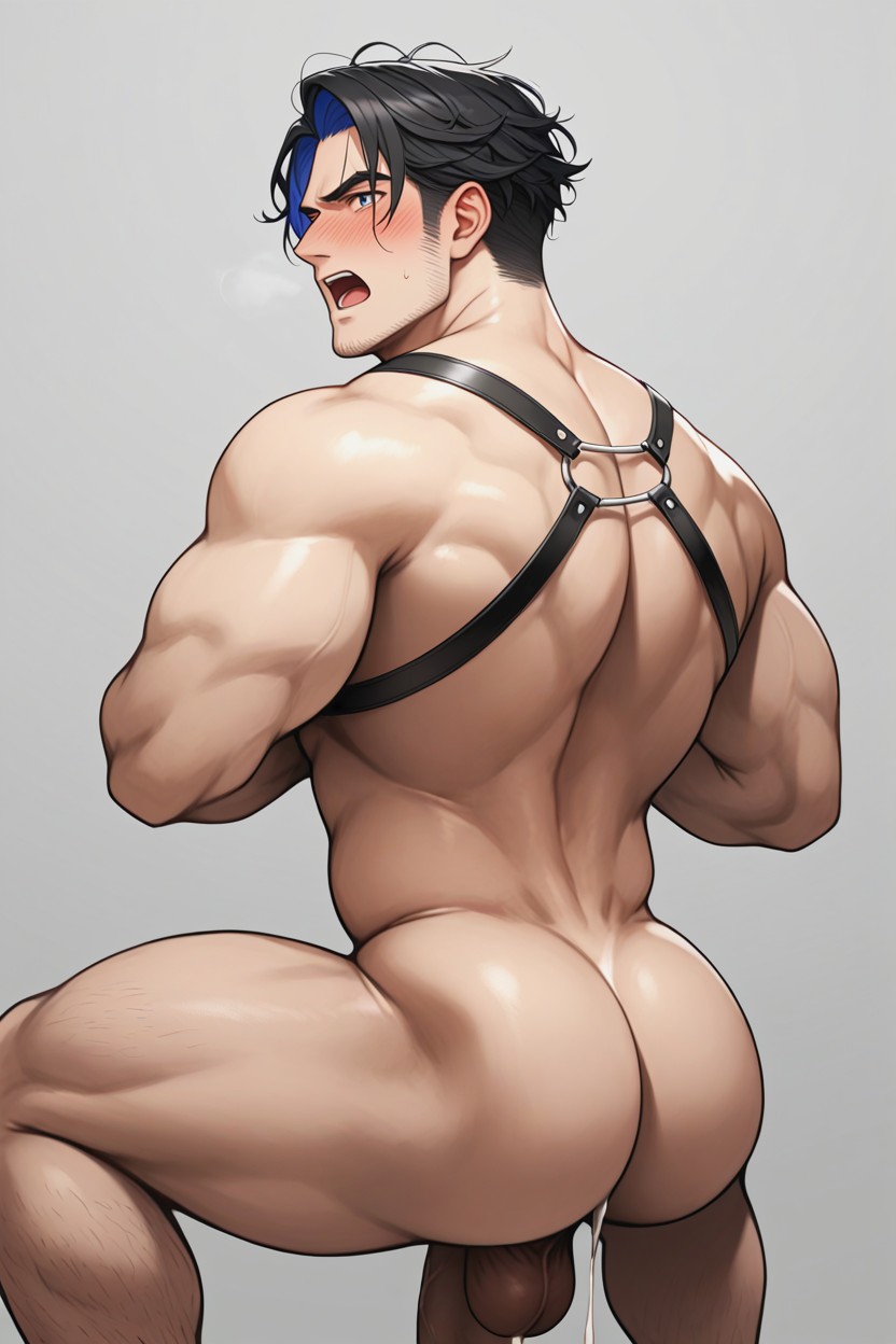 Average Thighs, Massive Bulging Penis, T-pose Variation But At Shoulder Level AI Gay Porn