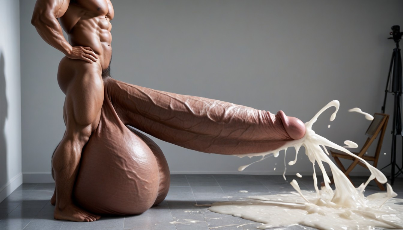 Male Face Is Out Of Frame, Muscular, Massive Oversized Hyper Cock AI Gay Porn