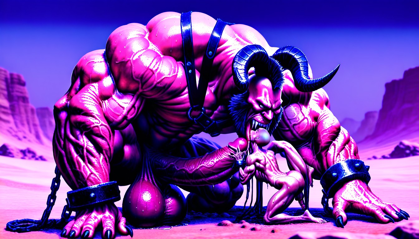 Ultra Wide Angle, Desert, Bones And Skulls On Floor AI Gay Porn