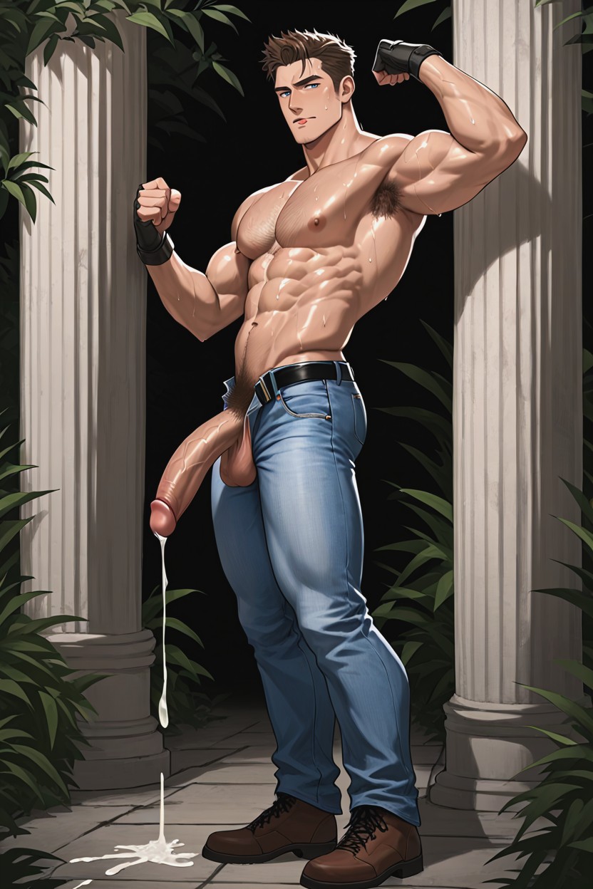 Bodybuildee Body, Medium Size Penis, Caucasian AI Gay Porn