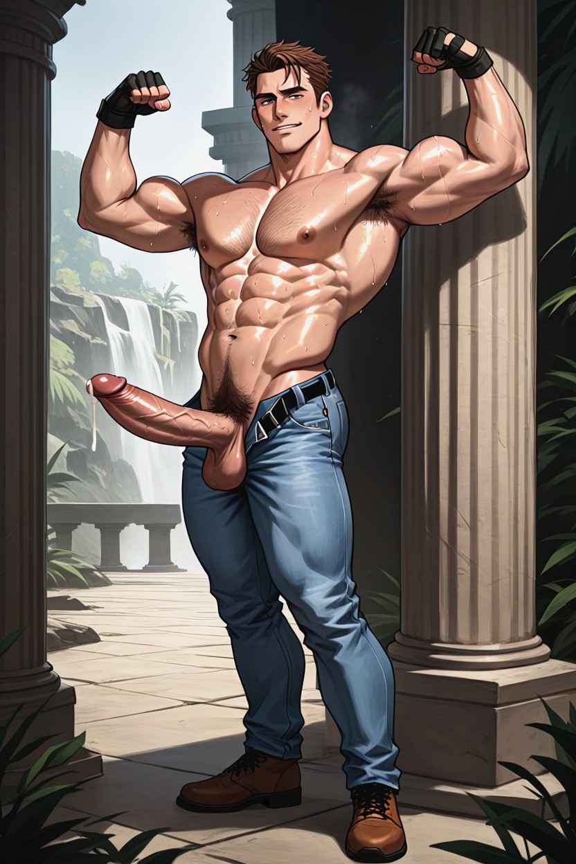 Light Skin, Black Neckbow, Sweating AI Gay Porn
