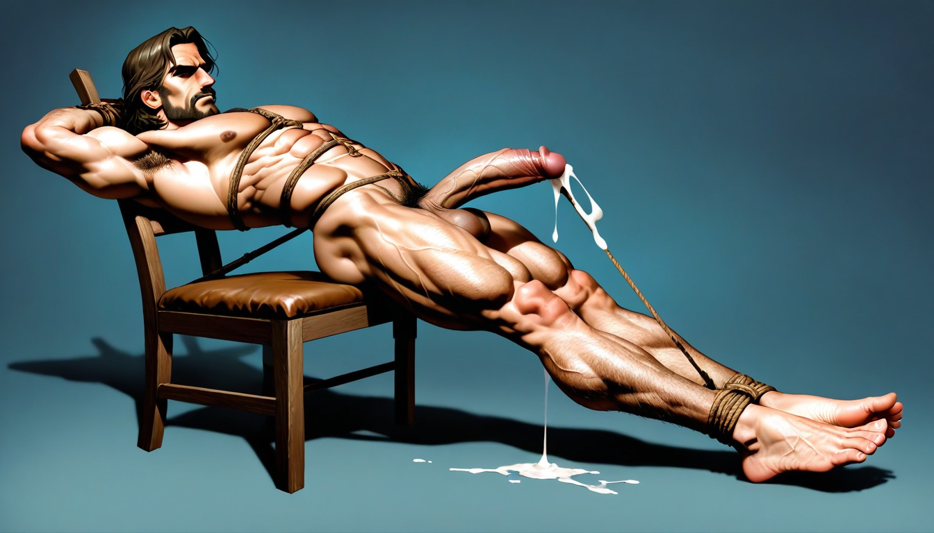 Bondage, Hogtie Balls And Cock, One Picture AI Gay Porn