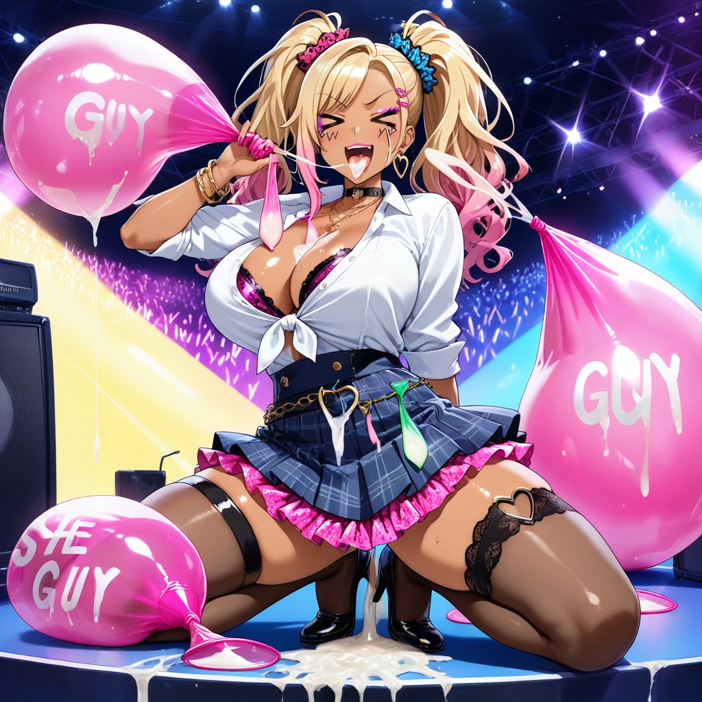 Tanned Skin, Frilly Gyaru Outfit, On Stage AI Gay Porn