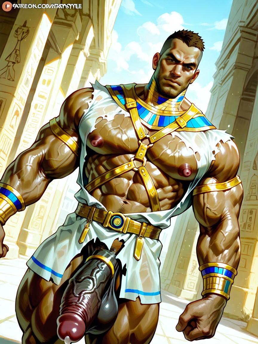 Squeezable, Muscular Thighs, Extremely Thick Girth Half Flaccid Uncut Cock AI Gay Porn
