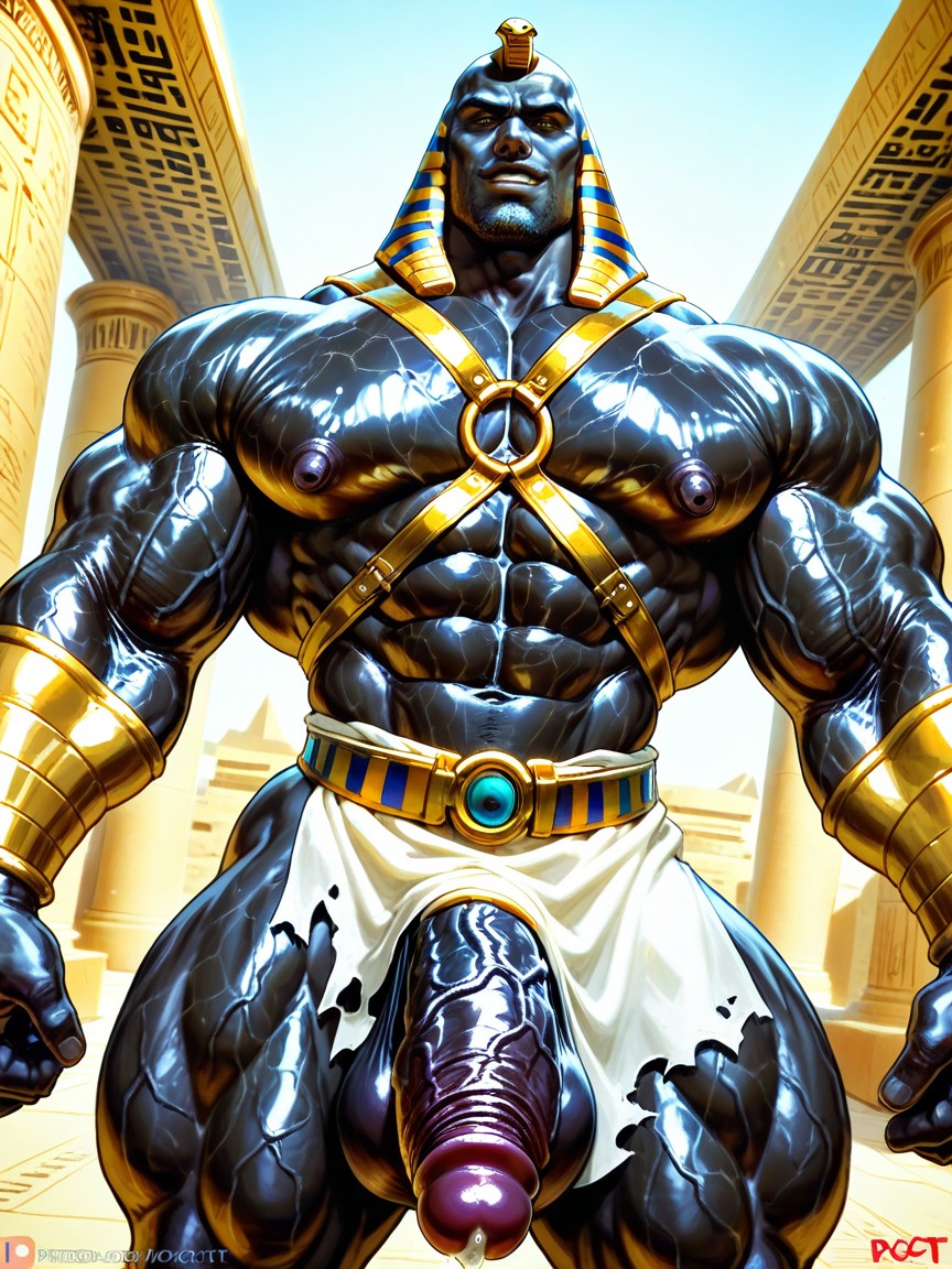 Dynamic Pose, Defined Muscle Arms, Transparent Ancient Egyptian Peasant Tunic AI Gay Porn