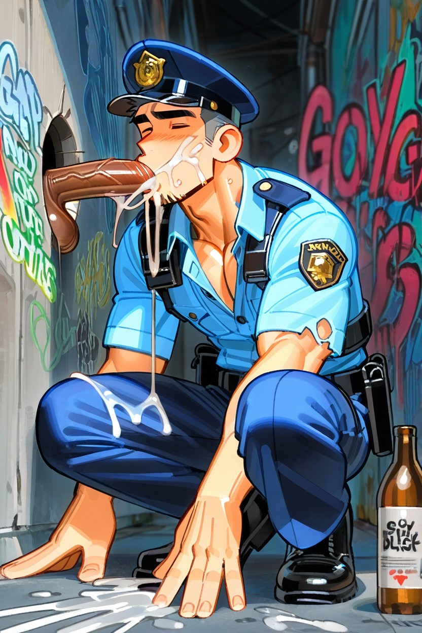 Graffiti, Jerking Off, All Wet With Cum AI Gay Porn