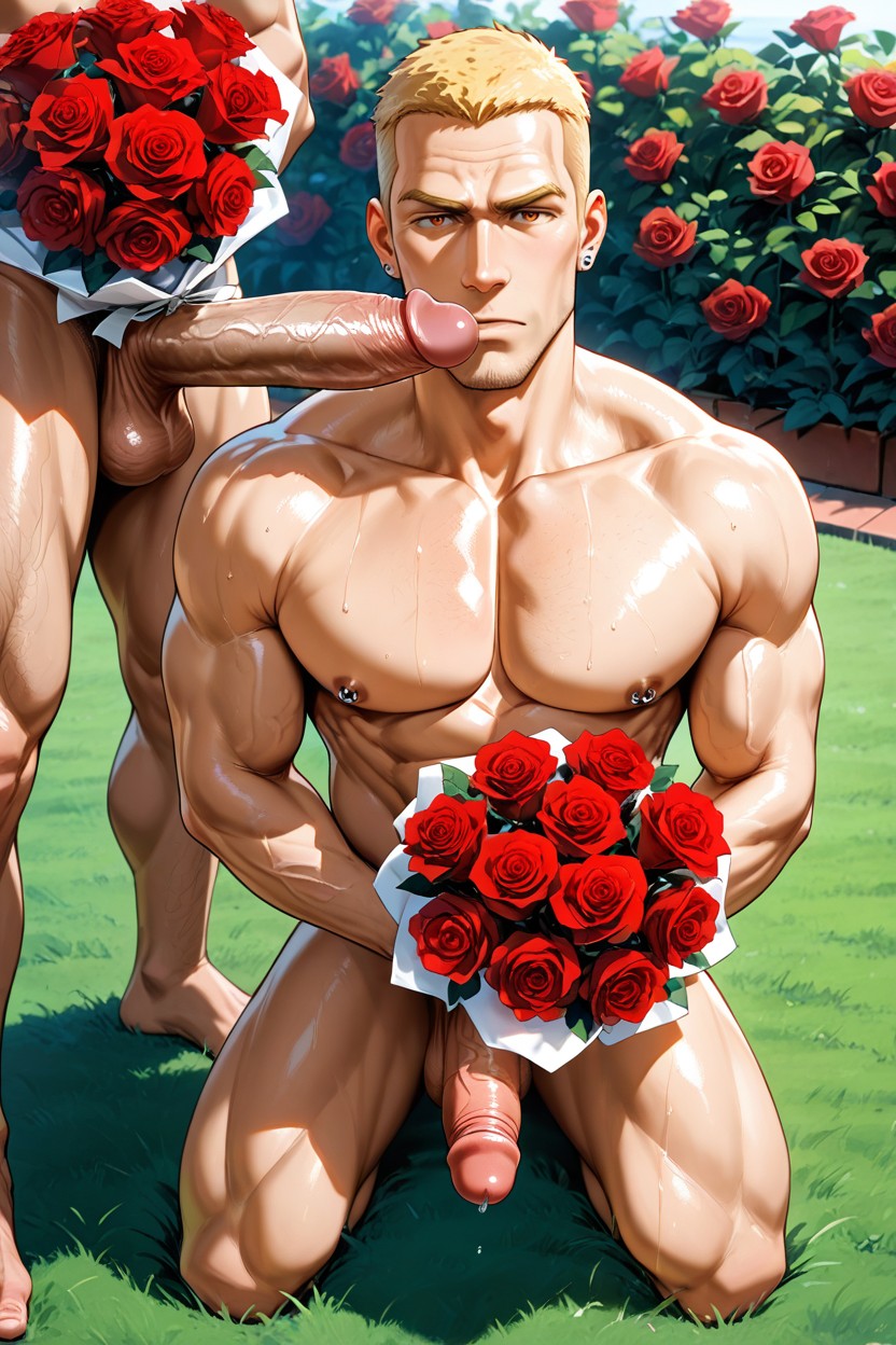 Large, Nipple Piercings, Swimmer Body AI Gay Porn
