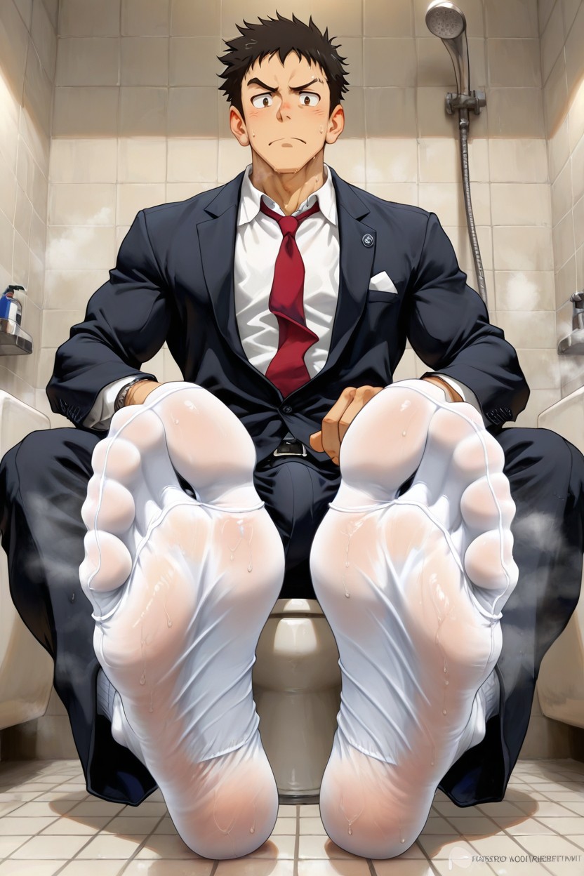 Hdr, Bathroom, Black Suit AI Gay Porn