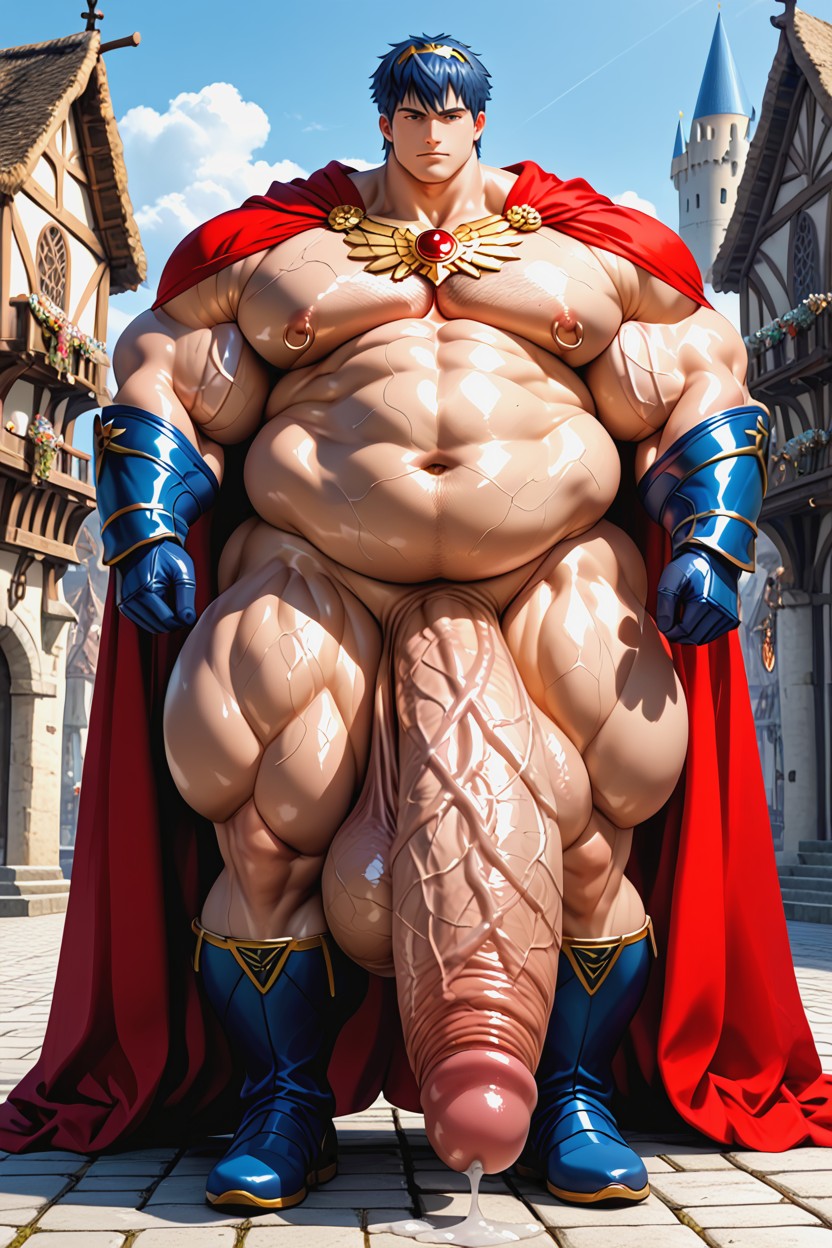 Huge Puffy Areolas, Hyper Huge Veiny Testicles, Hyper Thick Body AI Gay Porn