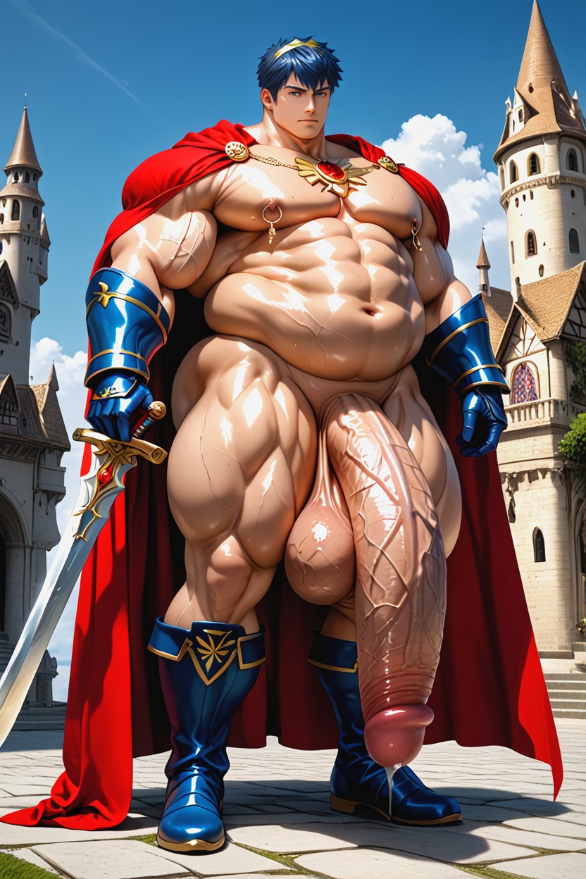 Smooth Skin, Medieval Castle Setting, Hyper Thick Body AI Gay Porn