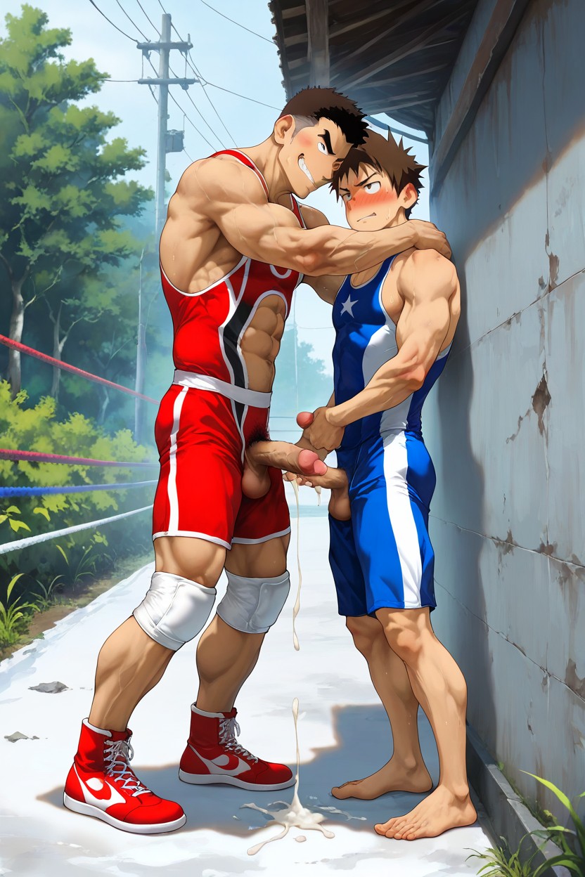 First Singlet Is Red And Second Singlet Is Blue, Beitemian, Full Body AI Gay Porn