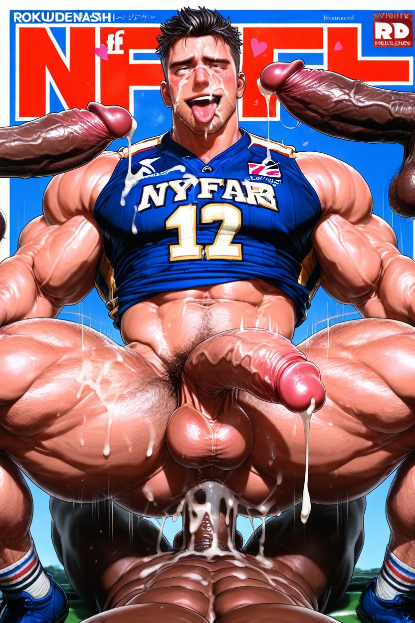 Cum On Face, Interracial, Nfl Jersey AI Gay Porn
