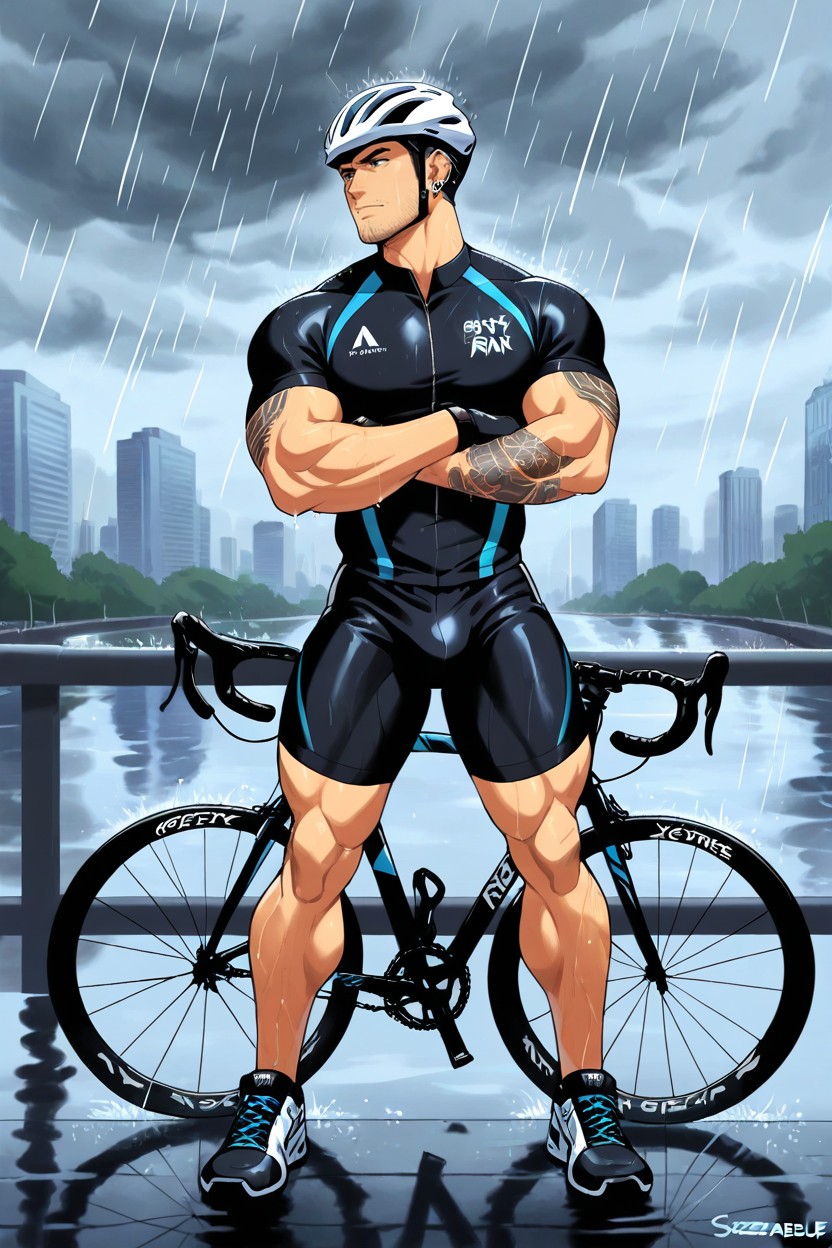De Pie, Black Colored Jersey, Waist Porno gay IA