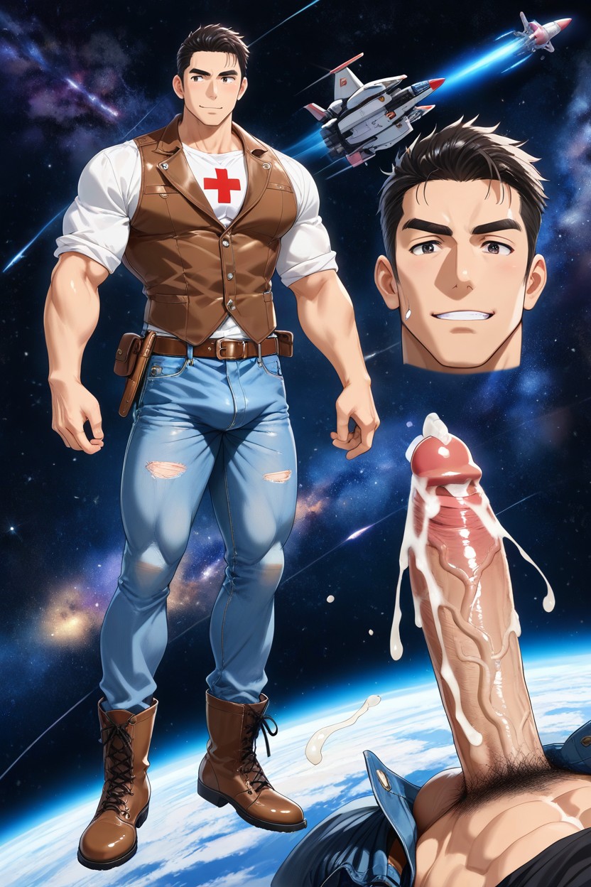 Cum Drifting In Space, Cumming, Exposed Balls AI Gay Porn