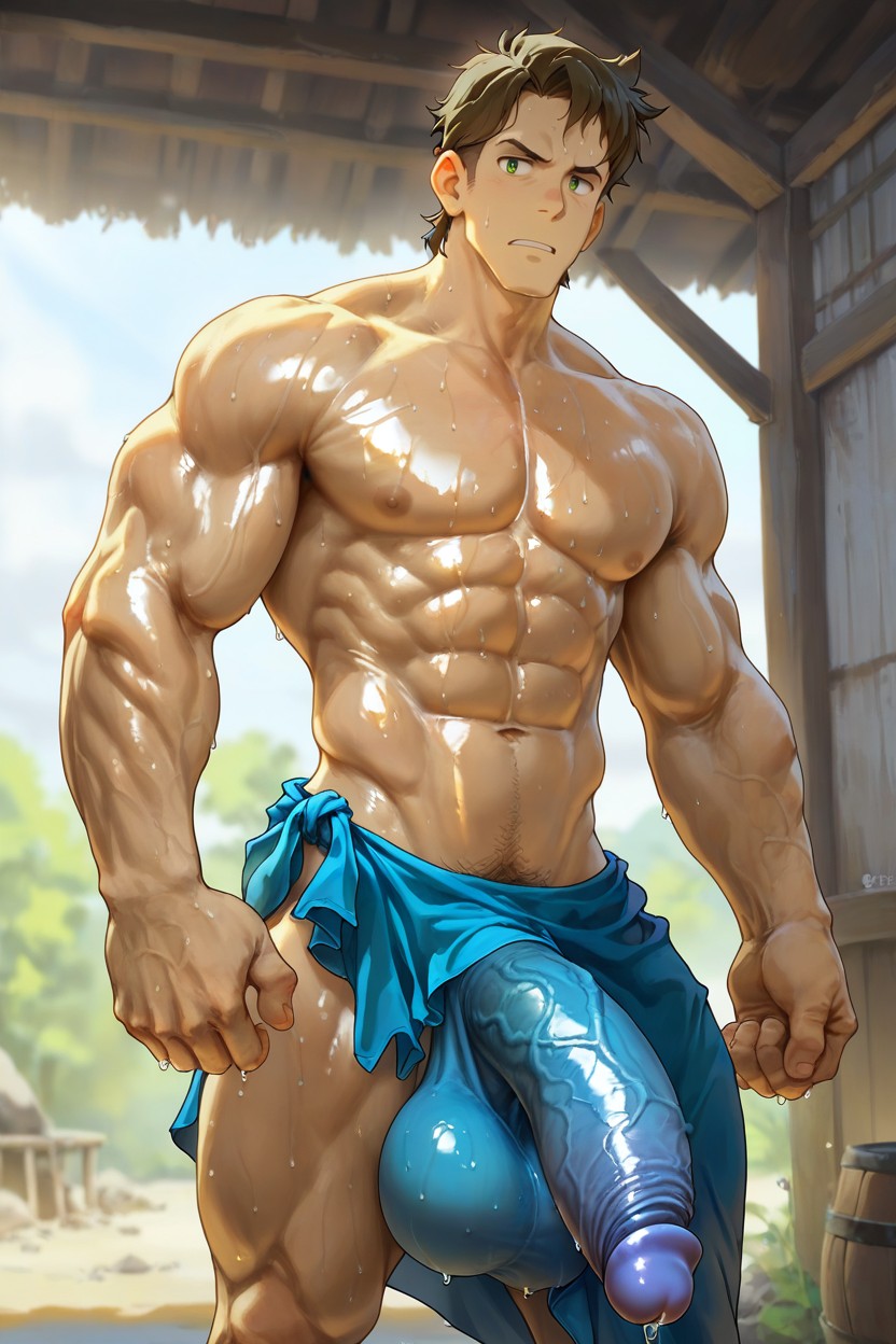 Hyper Tight Waist, Squeezable, Heavy Muscular Body AI Gay Porn