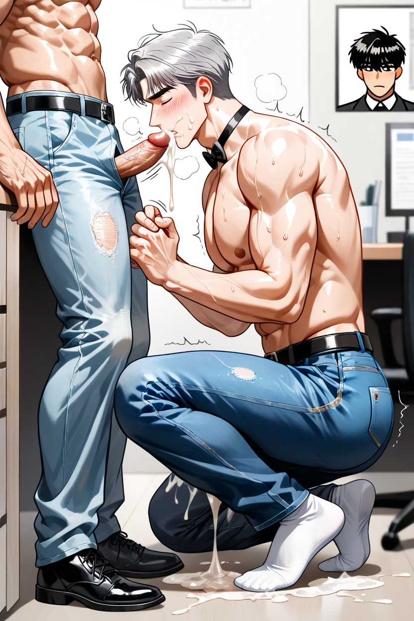 Office, White Socks, Embarrassed AI Gay Porn